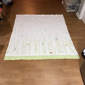 Pottery Barn Kids White and Green Garden Botanical Design shower curtain